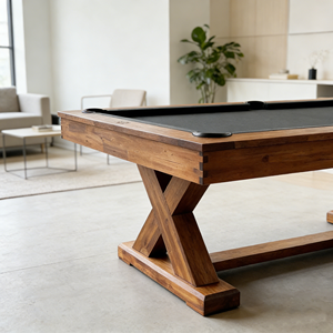 Table de <span class=keywords><strong>billard</strong></span> design en bois massif <span class=keywords><strong>avec</strong></span> plateau en ardoise, 9 pieds, <span class=keywords><strong>avec</strong></span> poches en cuir véritable - Product Image 2