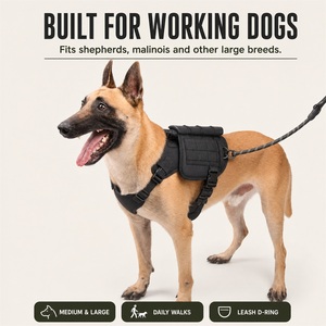 Harnais tactique pour grands chiens, gilet réglable anti-traction avec sangles MOLLE et poignée en caoutchouc - Product Image 6