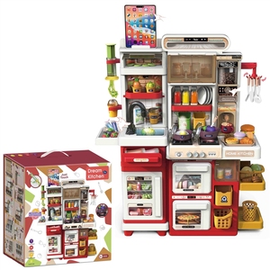 Jouet de <span class=keywords><strong>cuisine</strong></span> pour enfant, maison de jeu, 66 cm, avec double armoire, fonction pulvérisation, table à manger, et kit de pâte à <span class=keywords><strong>modeler</strong></span> avec fonction d'enregistrement - Product Image 2