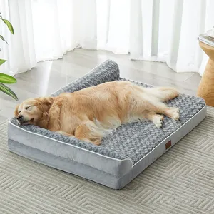 Su geçirmez kabarık Anti kayma köpek yatağı kanepe yıkanabilir çıkarılabilir kapak ortopedik büyük köpekler için köpek yatağı s