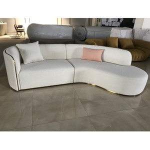 Canapé d'angle italien en cuir véritable Salon d'angle blanc Canapé sectionnel en forme de I - Product Image 1