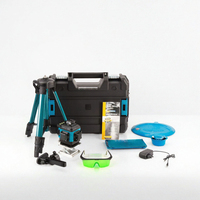 Niveau laser vert DIY haute qualité, 16 lignes, auto-nivelant, batterie au lithium, récepteur 360°, trépied inclus
