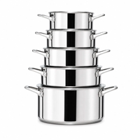 Ensemble de 10 casseroles en acier inoxydable de 16 à 24 cm pour cuisine moderne, avec fond double couche, marmite à soupe et couvercle en verre