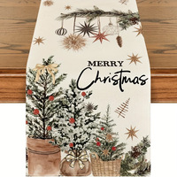 Taplak Meja Natal Taplak Meja Seperti Linen Natal Taplak Meja Kreatif Motif Kepingan Salju Manusia Salju untuk Dekorasi Meja Makan Natal.