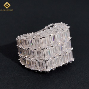 Luxury Jewelry Moissanite <b>Ring</b> <b>Emerald</b> Cut 925 <b>Silver</b> Rhodium Plated <b>Emerald</b> Cut Women's Luxury Party <b>Ring</b> - Product Image 2