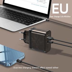 38W Wall Filled Transparent Space Capsule PC+ABS Fire Retardant PD20W USB3.0 Travel Charger for Mobile Phones - Product Image 5