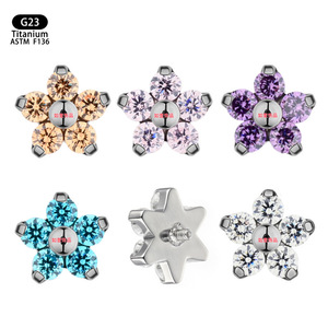 Boucles d'oreilles clous en titane avec zircon incrusté de 5,6 mm pour piercing d'oreille, de lèvre ou de nez - Product Image 5