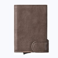Porte-cartes de crédit automatique en cuir PU, anti RFID, portefeuille en aluminium, mince, étui pour cartes de visite