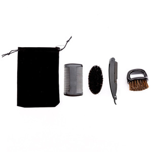 Wanmei Shaving <b>Set</b> 4 Piece Stainless Steel <b>Razor</b> Brush Comb Men Grooming Kit Black - Product Image 5