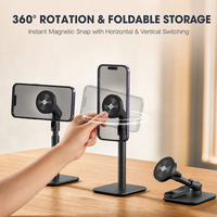 Support de téléphone magnétique télescopique de haute qualité à prix d'usine, trépied de bureau réglable pour selfie, support de téléphone rotatif en stock