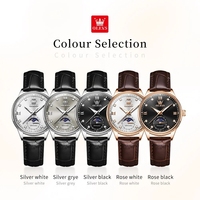 OLEVS 7039 Montre mécanique en cuir originale Montres habillées féminines élégantes étanches avec phase de lune automatique de luxe en diamant