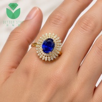 Bague double halo en diamant de laboratoire taille ovale Better Star, or jaune 18 carats, 1 carat D VVS, certifiée IGI, luxe, tendance, pour femme