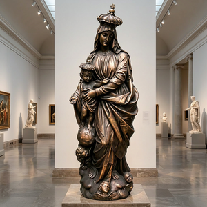 Statue classique en bronze de la Madone et de l'Enfant - Sculpture artisanale de la Vierge <span class=keywords><strong>Marie</strong></span> en bronze moulé à la <span class=keywords><strong>cire</strong></span> perdue - Product Image 6