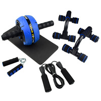 Kit de roulettes abdominales avec barres de pompes, corde à sauter, pince de musculation, appareil de musculation à ressort et genouillère pour la maison