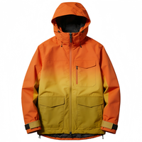 Veste de ski imperméable unisexe AQTQ à dégradé orange et jaune, à capuche, coupe-vent, pour le snowboard et les sports de plein air