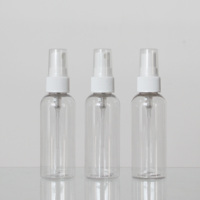 Bouteille en plastique PET vide de 2 oz, ronde, bleue, type Boston, avec bouchon à vis, sérigraphiée, conteneur jetable pour huiles liquides