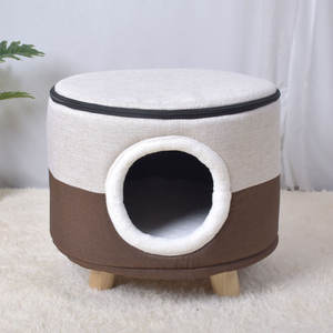 Niedliches zusammen klappbares tragbares Innen-Haustier bett Großes und kleines abnehmbares wasch bares Nest würfel Wasserdichtes Holz für Hunde Katzen - Product Image 2