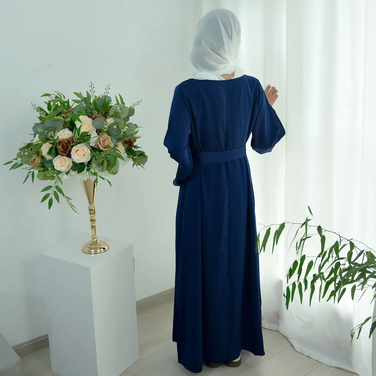 Robe Moslim Ombre Homme Vêtements Islamiques Simple Islam Chiffon Musulman Bale Kaftans Pour Femmes Tissu Crêpe Pour Abaya