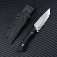 Couteau de survie GT-F0100 à lame fixe, manche G10 noir, pointe tombante, pour la chasse et la randonnée, lame tranchante, logo personnalisable