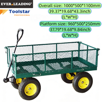 Carretilla de Jardín de Malla Metálica de 220 kg con Ruedas Neumáticas de 10 x 3.50-4 y Llantas Metálicas 	 Carrito de Jardín, Carrito Utilitario para Jardín y Vivero