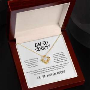 Collier Pendentif Nœud d'Amour en Argent et Cuivre avec Carte Texte Personnalisée - Cadeau de Pardon et de Réconciliation pour Partenaire - Product Image 6