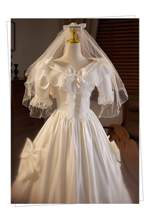 Nuevo Vestido de Novia Elegante y Moderno de Encaje Satinado Blanco Princesa 2025, Antiestático y Largo Hasta el Suelo - Product Image 4