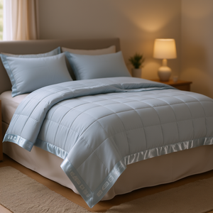 ผ้าห่มนวมน้ำหนักเบา ผ้าโพลีเอสเตอร์สีพื้น ทรงสี่เหลี่ยมผืนผ้า สไตล์มินิมอล ใช้ได้ทุกฤดู - Product Image 2