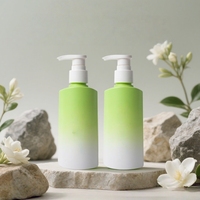 Bouteille pompe PET dégradée 150 ml pour huile essentielle capillaire et shampoing, avec logo personnalisé, vert mat, emballage cosmétique, distributeur, col 24 mm