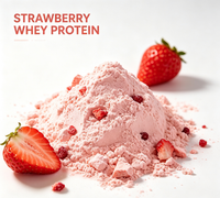 Poudre de protéines de lactosérum et de soja saveur fraise, complément nutritionnel sportif