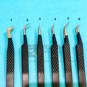 Pinzas para extensión de pestañas de acero inoxidable sostenibles japonesas mate negro probadas a mano extensión de pestañas con logotipo personalizado - Product Image 3