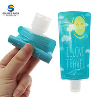 Emballage en pochette souple à bec verseur imprimée en gravure, résistante à l'humidité, avec bouchon à clapet, pour shampoing, gel douche et crème