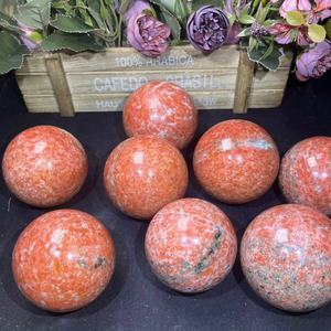 All'ingrosso prezzi naturali di cristallo sfera di guarigione arancione <span class=keywords><strong>pietra</strong></span> <span class=keywords><strong>del</strong></span> <span class=keywords><strong>sole</strong></span> con mica sfera per la vendita - Product Image 1