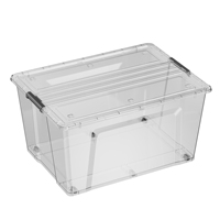 Conteneurs d'emballage en plastique transparent de grande taille, 132 L, design personnalisé, durables, avec couvercle et roues, prix compétitif
