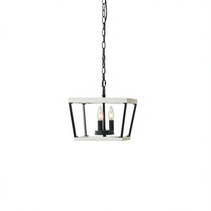 Lámpara Colgante de Metal Estilo Rústico, Cuadrada, de Hierro Negro, Iluminación Rústica para Comedor, 3500K, Blanco Cálido, Bombillas E12 - Product Image 1