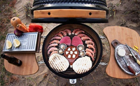 Parrilla Kamado de Cerámica de Lujo Clásica Auplex Big Joe, Parrilla para Asar al Aire Libre Multifuncional de Acero Inoxidable de 27 Pulgadas