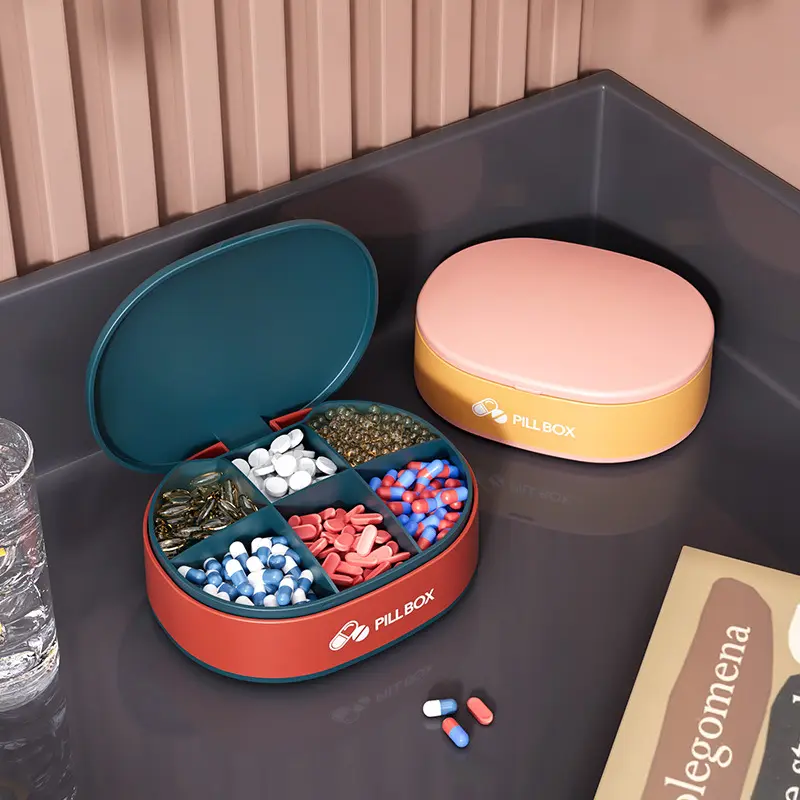 Mini pastillero de viaje de plástico portátil, contenedor de almacenamiento de pastillas de bolsillo, caja organizadora de Kit médico