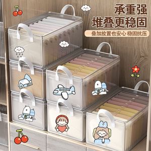 Clothing Organizer Transparent <b>Rectangular</b> Storage Box Durable Wardrobe Clothes Pants Holder Folding Household Use - Product Image 3
