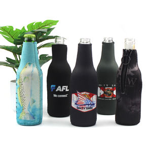 Ucuz özel Logo bira şişesi izolatör kol Zip-up şişe ceket neopren elastik bira şişe soğutucu için parti - Product Image 1