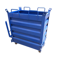 Boîte de collecte de ferraille réversible de qualité industrielle Poubelle en acier Self Dumping Forklift Hopper Metal Turnover Box Iron Scrap Box