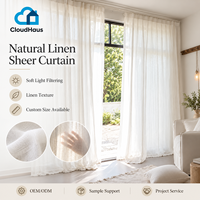 Voilages blancs effet lin grande largeur, filtrant la lumière, pour la décoration intérieure des portes coulissantes de patio modernes