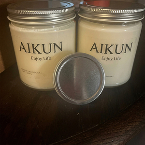 AIKUN Portable Eco Friendly Frosted Glass Jar Soy Wax Custom Scented <b>Candle</b> Home Fragrance <b>Candle</b> for Spa Use - Product Image 3