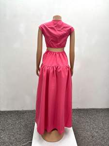 Viviblook ชุดเดรส Z508DS10สำหรับผู้หญิงเดรสลำลองสีพื้นกลวงสำหรับฤดูร้อน - Product Image 4