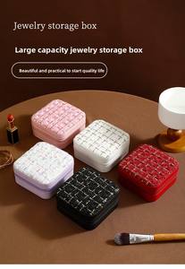 Wholesale Leather Storage Box Small Jewelry for <b>Earrings</b> Rings Travel Organizer with Compartments Portable Case Women - Product Image 2