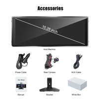 Écran de navigation portable Android Auto sans fil 4K 10,26 pouces avec caméra de recul double rotative avant et intérieure, CarPlay, dashcam