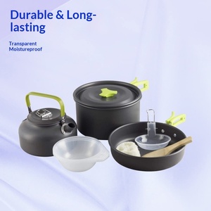 Offre Spéciale : Kit de Cuisine de Camping en Alliage d'<span class=keywords><strong>Aluminium</strong></span> pour 2-3 Personnes - Ensemble Complet avec Bouilloire 2.0-3.0L et 3 Bols, <span class=keywords><strong>Pelle</strong></span> en Bois Incluse - Product Image 6