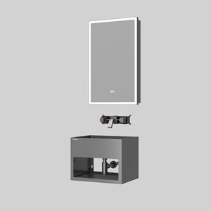 خزانة مرآة مدمجة حديثة مع صنبور تخزين وصنبور LED وحوض كومبو مصمم للحمامات المعاصرة - Product Image 4