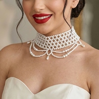 YouLaPan VG96 Collier ras du cou de luxe vintage avec chaîne à maillons imitation perles pour femme, tendance, scintillant, idéal pour mariée