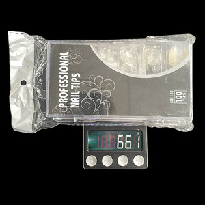 SunelPort Manucure et pédicure, couvre-<span class=keywords><strong>ongles</strong></span> carrés, boîte de 100 pièces, longueur courte, motif ciel étoilé, blanc porcelaine transparent, ABS - Product Image 2