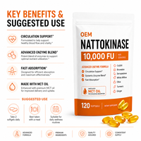 Nattokinase en gélules molles 10000 FU, marque blanche, enzyme systémique, fabrication GMP, supplément en vrac, vente en gros