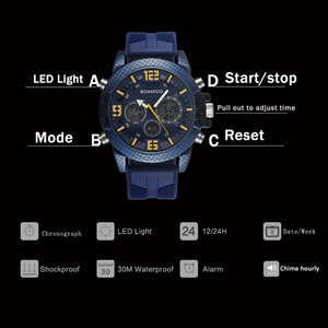 <span class=keywords><strong>Reloj</strong></span> Cronógrafo Azul de Marca Superior para Hombre, <span class=keywords><strong>Reloj</strong></span> Deportivo Digital LED de Cuarzo, <span class=keywords><strong>Reloj</strong></span> de Pulsera Masculino Resistente al Agua - Product Image 5